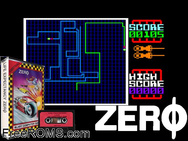 Life Expectancy Zero (UK) (1985) [a1] Amstrad CPC game showing 3D box cover and gameplay screenshot